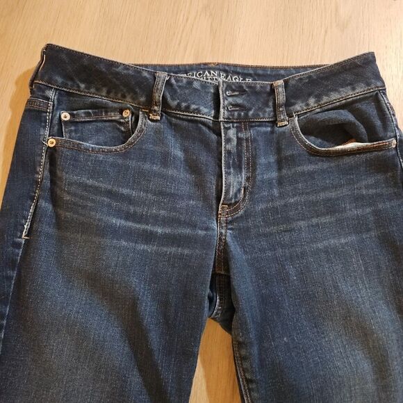 American Eagle Jeans Womens 10 Blue Artist Flare Dark Wash - Picture 2 of 12